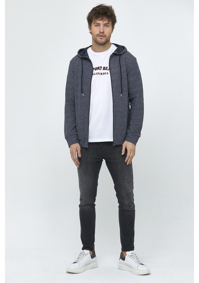 Erkek Kapşonlu Regular Fit Yan Cepli Hırka Spr 20k62 001