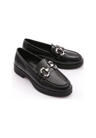 Dgn 9000 Kadın Loafer Ayakkabı Siyah Rugan