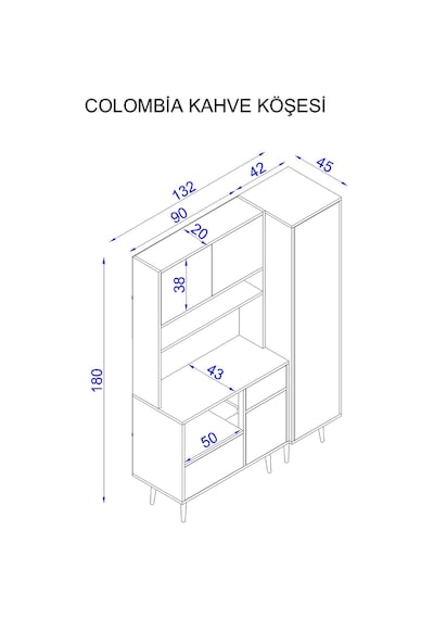 Floradesign Colombia Kahve Köşesi / Çok Amaçlı Dolap / Airfryer Dolabı / Mutfak Organizeri Floradesign Colombia Kahve Köşesi / Çok Amaçlı Dolap / Airfryer Dolabı / Mutfak Organizeri