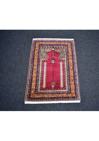 Zehra Abla Halı El Dokuma Kufi Yazılı Seccade Namazlık Kayseri Bünyan Yün Halı 7292 Çok Renkli