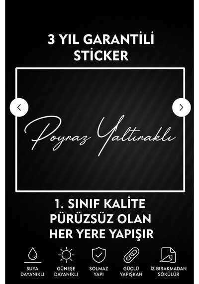 Mupoy Kişiye Özel Ad Soyad Imza Sticker 1 Adet / Etiket / Araç Sticker / Araba Sticker