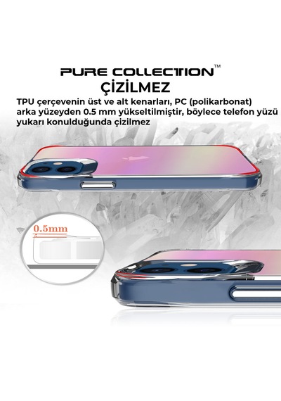 Bix iPhone Uyumlu 12 Pure Rainbow Renk Geçişli Şeffaf Kılıf Çizilmeye Dayanıklı Darbe Emici Parmak İzi Önleyici Pembe Bix iPhone Uyumlu 12 Pure Rainbow Renk Geçişli Şeffaf Kılıf Çizilmeye Dayanıklı Darbe Emici Parmak İzi Önleyici Pembe