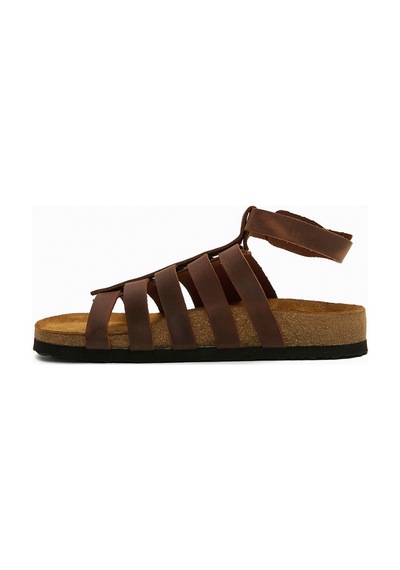 Comfortfusse Ares - Kadın Ortopedik Hakiki Deri Sandalet Kahverengi Yağlı Deri