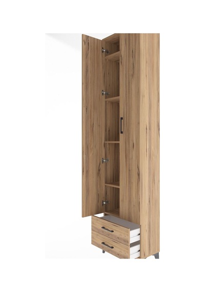 Arges Dolap 5 Raflı 2 Çekmeceli 2 Kapaklı 60x30x243 Çam-çam Çam