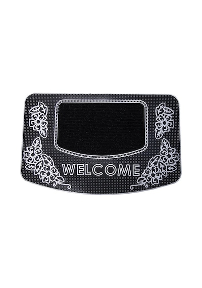 Welcome Yazılı Kauçuk Toz Tutucu Kapı Önü Paspası Gri