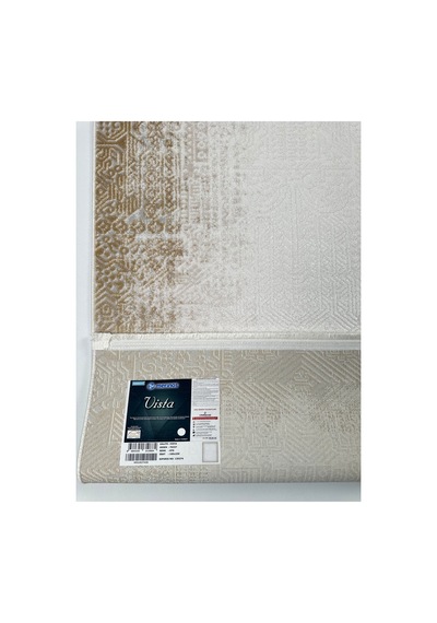 Merinos Vista Krem Renk Sarı Çerçeveli %100 Akrilik Yumuşak Dokulu Salon Oturma Odası Halısı 76337-70
