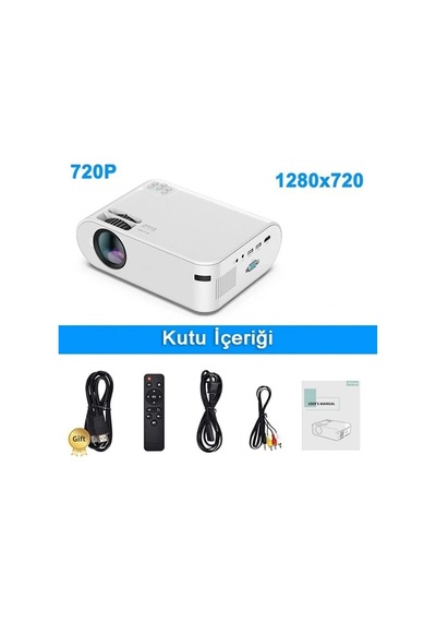 Projeksiyon Cihazı P62 Full Hd Destekli Wifi & İos & Android Cep Tel Yansıtma Mini