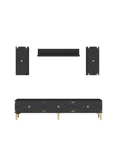 Tvr1897ag - Alfa Tvr180 Tv Ünitesi Takım , Tv Sehpası Antrasit - Gold 180cm