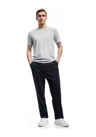Koton Kısa Kollu Bisiklet Yaka Basic Slim Fit Tişört Gri 6wam10061hk Gri