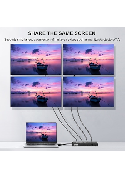 Lunatic 8056 4 Port Çoklayıcı 1x4 Hdmı 2.0 Splitter 4k 60hz 1 Giriş 4 Çıkış 4 Port Uhd Yüksek Hızlı Sinyal Dağıtıcı Monitör Projektör İçin 3d Hdcp Desteği
