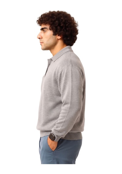 Erkek Büyük Beden 122 Kilo - 158 Kilo Arası İçin Uygun Geniş Kalıp Polo Yaka Selanik Sweat Gri Erkek Büyük Beden 122 Kilo - 158 Kilo Arası İçin Uygun Geniş Kalıp Polo Yaka Selanik Sweat Gri