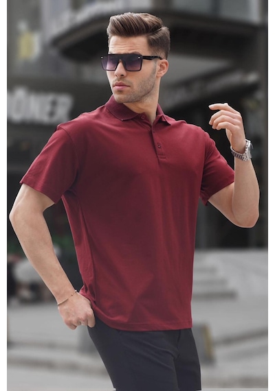 Madmext Bordo Polo Yaka Basic Erkek Tişört 6126-bordo Bordo