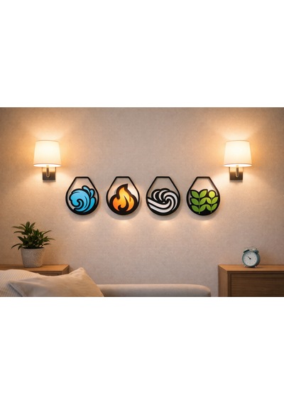 4 Element Duvar Süsü Karışık Renkli