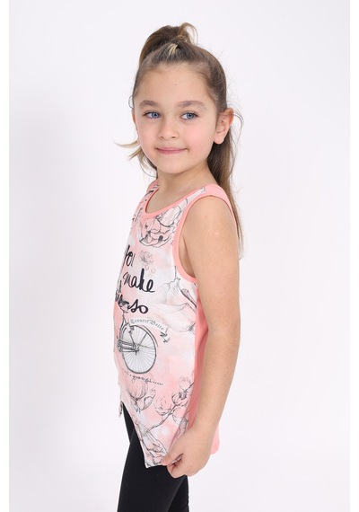 Toontoy Kids Toontoy Kız Çocuk Bisiklet Baskılı Atlet Somon
