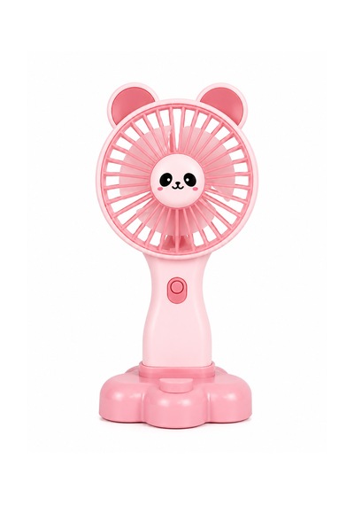 Iconic Tech Ayıcıklı Mini El Fanı Usb Şarjlı 3 Kademeli Taşınabilir Handheld Fan Pembe