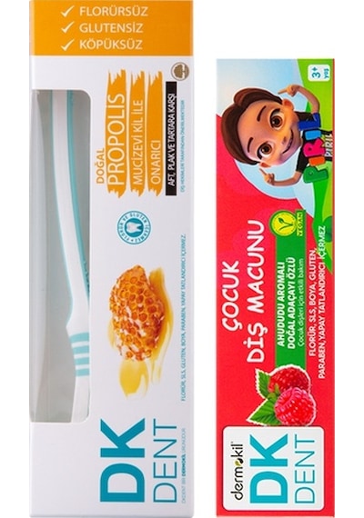 Dermokil Ahududu Diş Macunu + Propolis Diş Macunu + Diş Fırçası