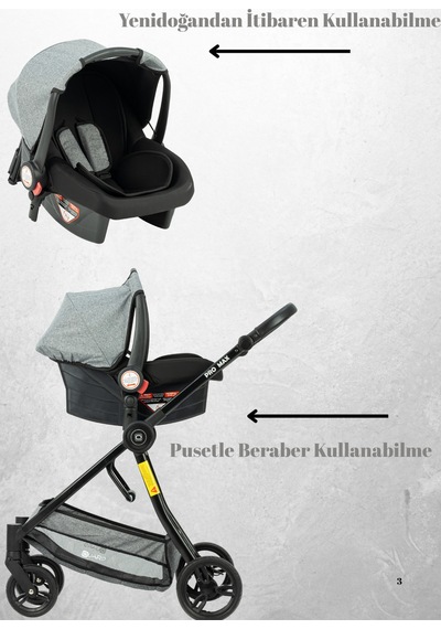 Quard Promax Travel Sistem Bebek Arabası Gri