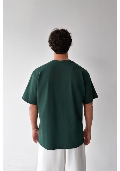 Flaw Atelıer Basic Oversize Fit Yeşil Tişört-29504