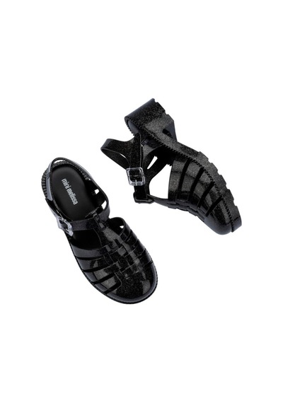 Mini Melissa Kız Çocuk Possession Parıltılı Simli İnci Siyahı Sandalet-14476 Siyah