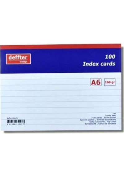 Deffter İndex Kartı A6 Beyaz Çizgili