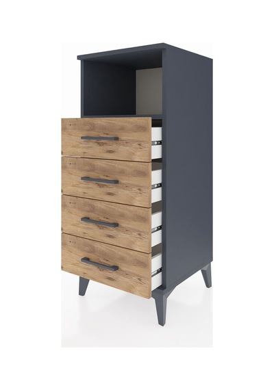 Hyperion Komodin Tek Raflı 4 Çekmeceli 44x44x106 Antrasit-çam Antrasit