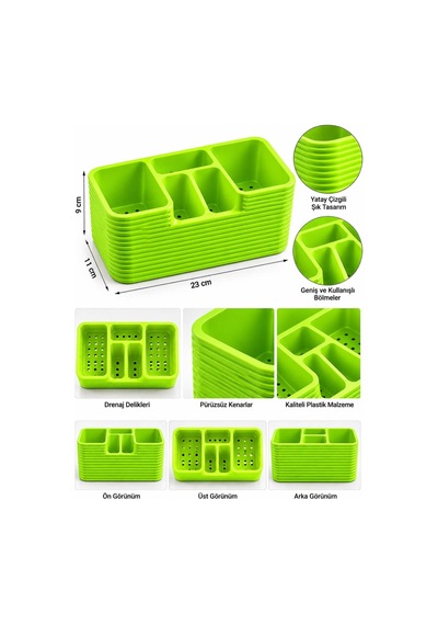 Modern Diş Fırçası Diş Macunu Vb. Çok Amaçlı Organizer 3 D Tasarım Yeşil Yeşil