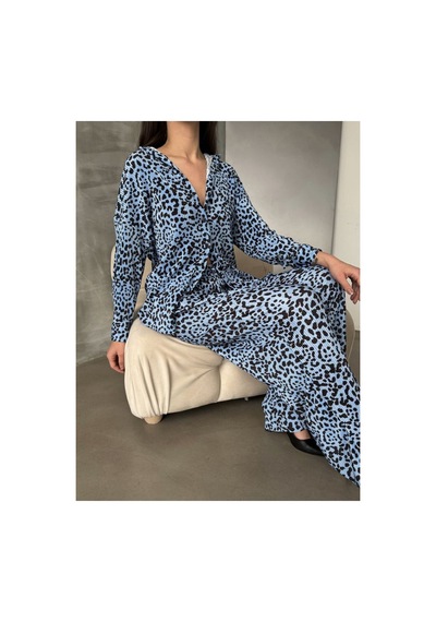 Verymoda Puantiyeli Pantolon F1468 Mavi Puantiyeli