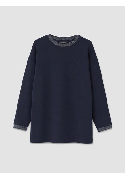 Lcw Everyday Lacivert Soft Touch Oversize Kadın Sweatshirt Tunik