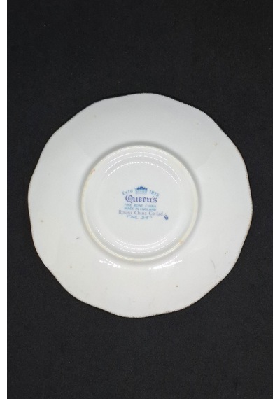 Rosina China Queen's Sarı Kırmızı Çiçekli Fincan Tabağı 12.5 Cm