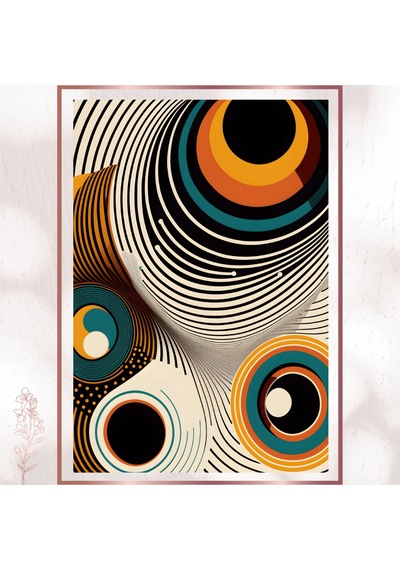 Dairesel Soyut Op-art Pvc Tablo - Retro Renkli Pvc Tablo