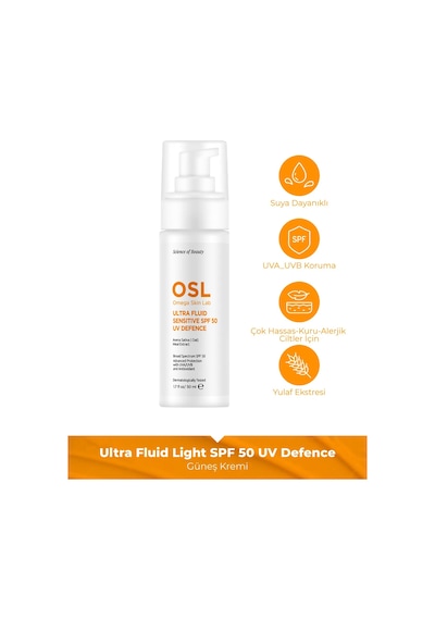 OSL Omega Skin Lab Ultrafluid Sensitive Kuru ve Hassas Ciltler İçin Güneş Kremi SPF50 50 ML