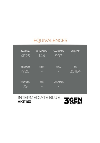 Ak Interactive 11163, 17 Ml. 3gen Intermediate Blue Maket Boyası Standart