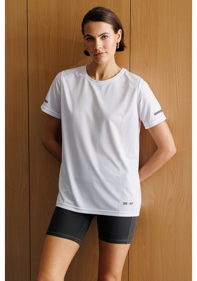 Genius Store Kadın Nem Emici Hızlı Kuruma Atletik Teknik Performans Spor T-shirt Drıfıt-kısakol Beyaz