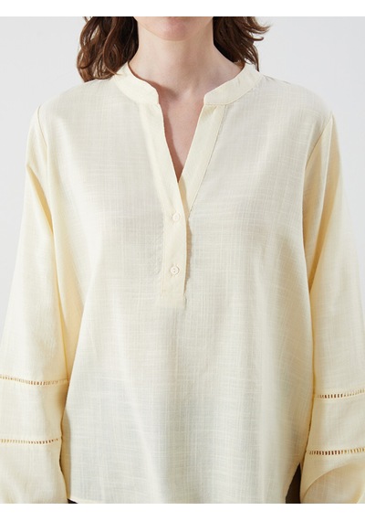 Lcwaıkıkı Classic Sarı Kaçık Yaka Oversize Bluz