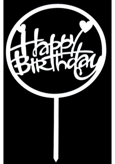 Delux Serisi Doğum Günü Kutlama Ürünü Pasta Yazı Pleksi Happy Brıthday Gümüş