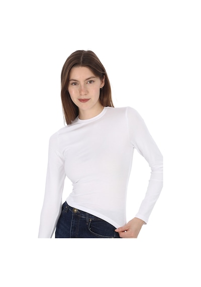 Penyebizden Likralı Pamuk Crop Tişört-slim Fit -beyaz