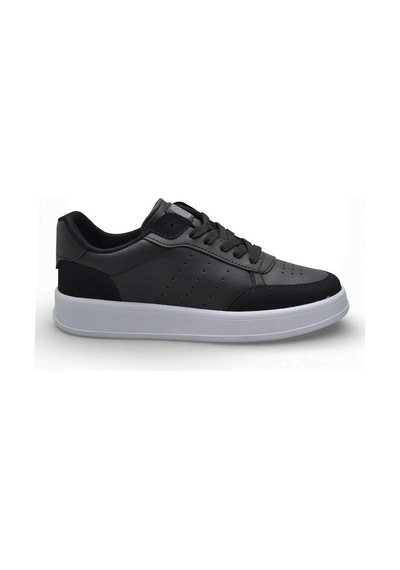 Papatay 1011 Hazır Taban Unisex Spor Ayakkabı Bağcıklı Rahat Sneaker SİYAH-BEYAZ