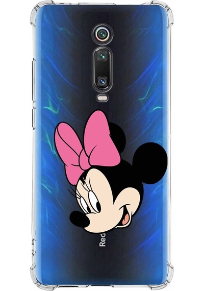 Xiaomi Redmi K20 Köşe Korumalı Antişok Kapak Minnie Mouse Tasarımlı Şeffaf Kılıf
