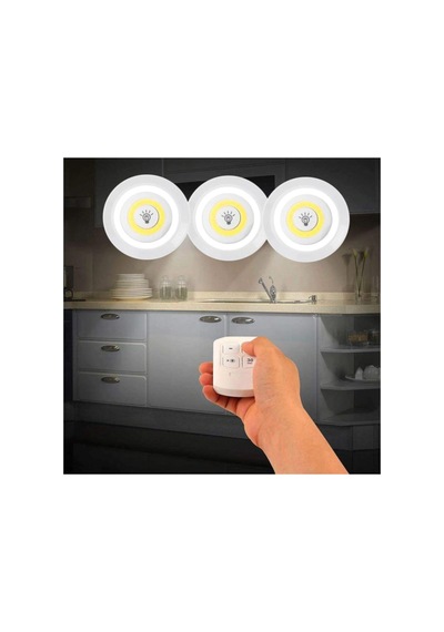 3'lü Led Spot Lamba Beyaz Cob Ledli Uzaktan Kumandalı Spot Ledle Beyaz