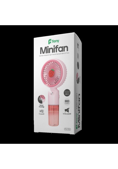 Feny Fn-f50 Pembe 3 Kademeli Hız Buharlı Ferahlık Elde Kullanım Dahili 800mah Bataryalı Type-c Şarj Girişli Vanti