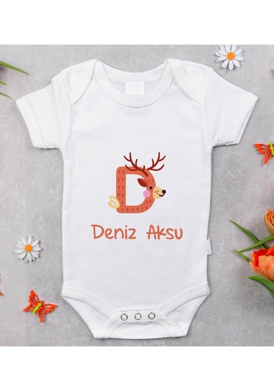 Bitmeyenkartus Bk Kids Isimli Harfli Bebek Body Zıbın - Model 2 Beyaz