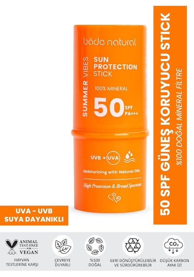 Bade Natural Mineralli ve Besleyici Güneş Koruyucu Stick SPF50 6 G