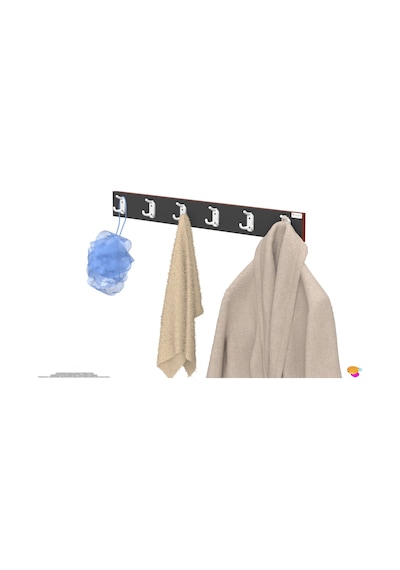 Modilayn Arı Serisi 18 Kancalı Banyo Askısı - 6'lı Set 91,4x9,6 Cm Ekstra Düzen Ve Yer Tasarrufu Antrasit - Beyaz