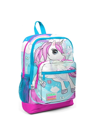 Coral High Mavi Unicorn Baskılı Kız Çocuk 3'lü İlkokul Çanta Seti