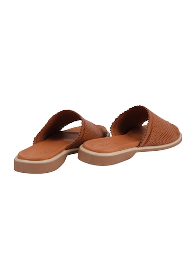 Napa Shoes Kadın Lazer Kesimli Perfore Düz Taban Rahat Terlik Napa-1204 Taba