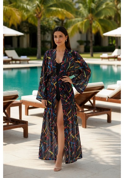 Armonika Kadın Beli Kuşaklı Yanları Yırtmaçlı Şifon Kimono Arm-26y001020 D67 Çok Renkli Armonika Kadın Beli Kuşaklı Yanları Yırtmaçlı Şifon Kimono Arm-26y001020 D67 Çok Renkli