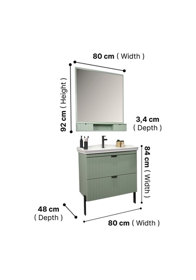 Kobos Noble 80 Cm Banyo Dolabı Seti Mint Yeşil Kobos Noble 80 Cm Banyo Dolabı Seti Mint Yeşil