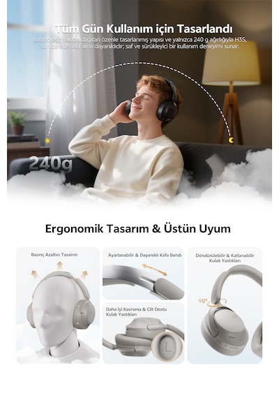 Qcy H3S Bluetooth 6.0 Kulak Üstü Kulaklık