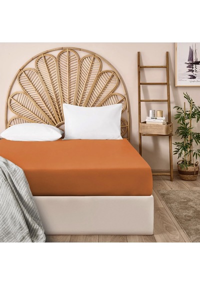 Soft Çift Kişilik Düz Kenar Çarşaf - Turuncu - 240x260 Cm Renkli