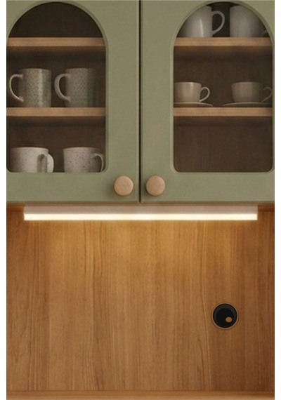 Barista Led Aydınlatmalı Kahve Köşesi Dolabı Retro Büfe 195cm Mdf Koyu Yeşil